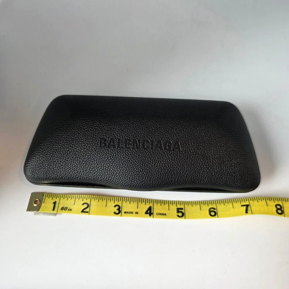 Balenciaga Black Pebbled Leather Sunglasses Case Hard Shell Clamshell Logo